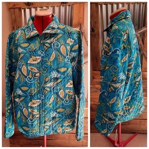 Aqua botanical quilted jacket XL Breckenridge lightweight